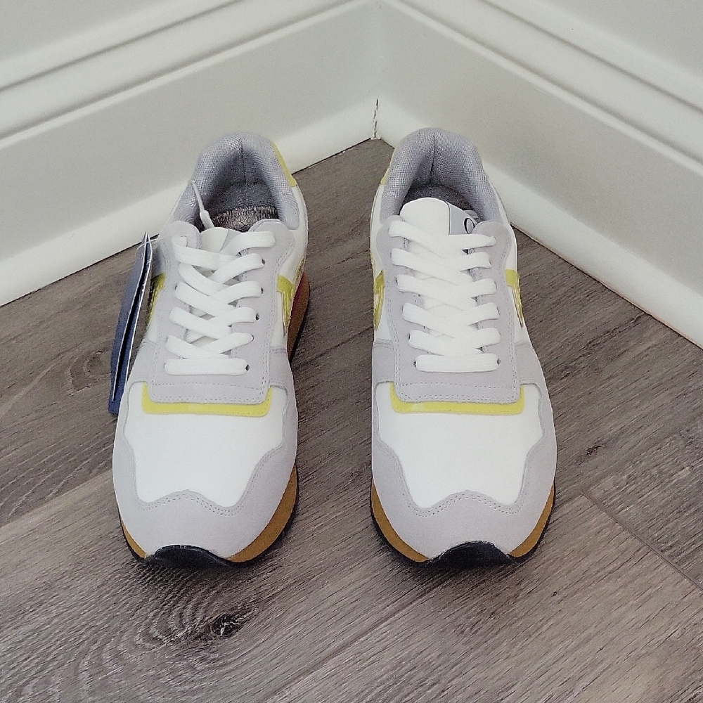 OPP France Designer Womens White Lace Up Suede Leathet Sneakers  9.5/41EU NIB